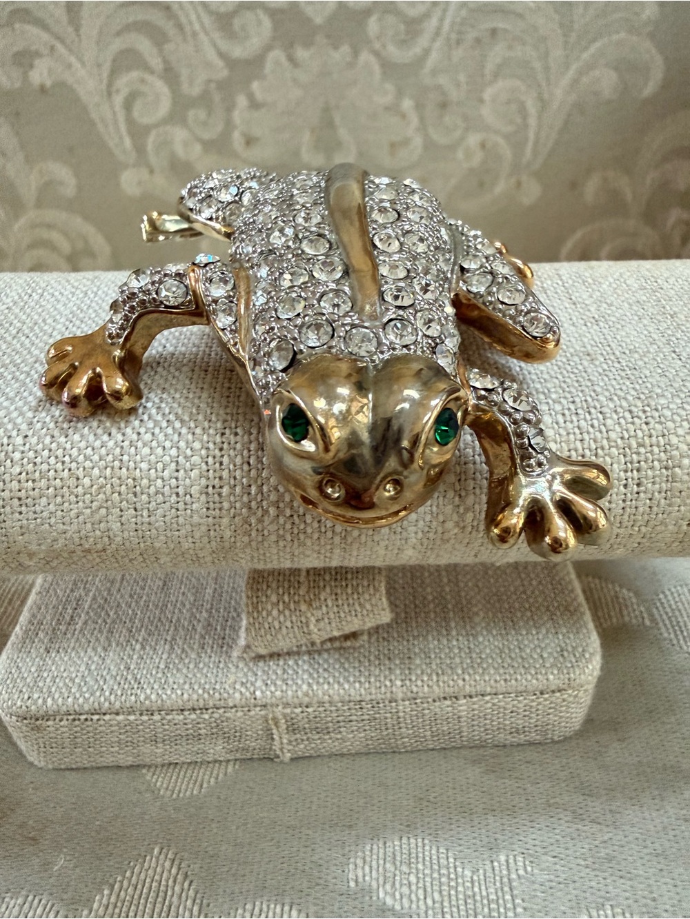Vintage 4β Crystal Encrusted Leaping Frog Statement Brooch - Nolan Miller Design